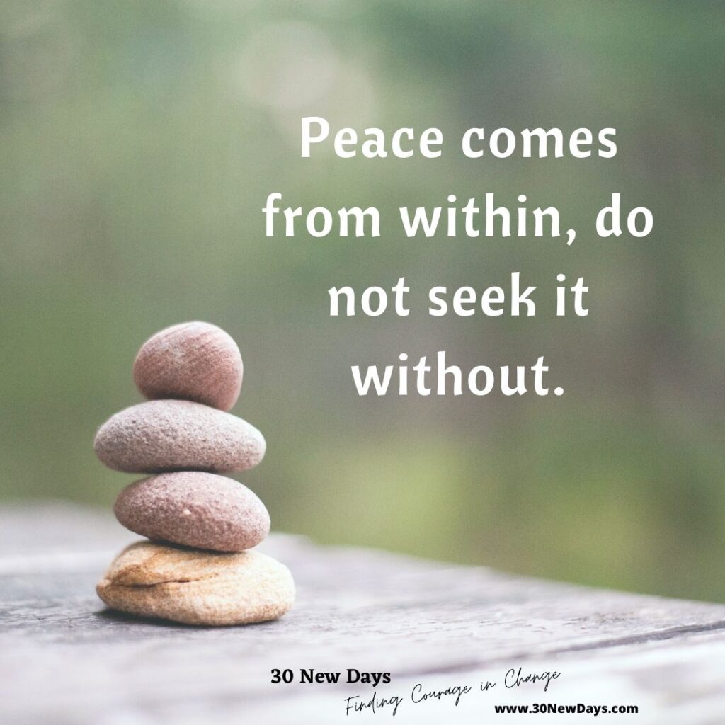 Peace comes from within, do not seek it without.